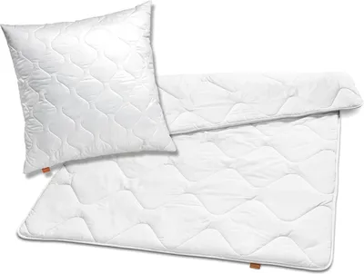 Produktbild von Leichte Sommerbettdecke 135x200 cm mit Kissen 80x80 cm, Bettzeug, waschbar bis 60 Grad, 100% Mikrofaser, -
