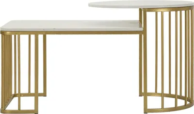 Zdjęcie produktu dla Stolik kawowy Tavolo 90 x 50 x 50 cm metal marmur złoty biały