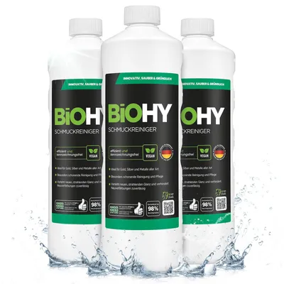 Produktbild von BiOHY Schmuckreiniger + Dosierer, Silberreiniger, Goldreiniger, Schmuckpflege, 3 x 1 l