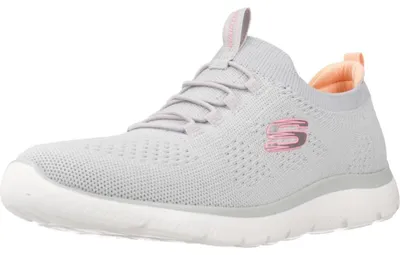 Produktbild von Skechers Damen Summits Top Player Turnschuhe, Gray Knit/Pink & Coral Trim, 35.5