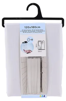 Produktbild von Polyester duschvorhang 120x180 cm 8 ringe pp - weiss - Tendance
