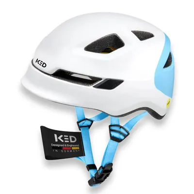 Produktbild von KED Pop II Kinder Fahrradhelm mit LED Rücklicht – Verbesserte Belüftung Für Mehr Komfort Und Sicherheit Farbe: white blue Größe: 48-52 (S)