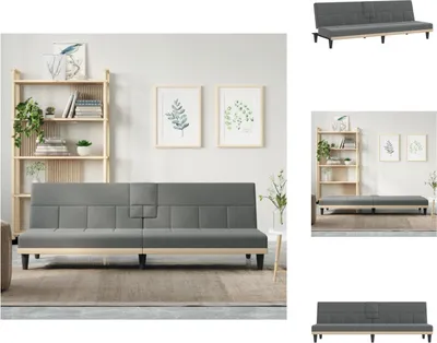 Produktbild von vidaXL Schlafsofa mit Getränkehaltern Dunkelgrau Stoff -  Sofas