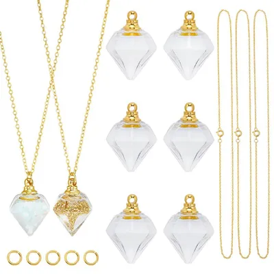 10er-Set Glasanhänger-Ketten-Bausatz, tropfenförmig, klar