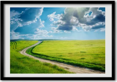Produktbild von Bild - Bilderrahmen - 100 cm x 70 cm - MDF - Rahmen - Foto - Wandkunst Der Weg in der Wiese