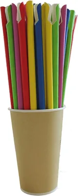 Produktbild von Papierstrohhalme mit Löffel, Einweg, bunt - 24 cm (200 Stück)