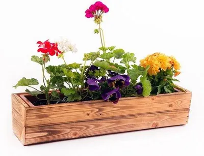 Produktbild von Holzblumenkast mit Bewässerung für Balkon