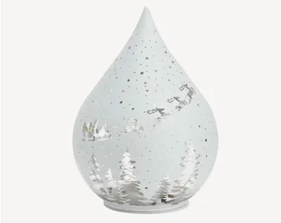 Produktbild von LED Tropfen Leuchte, Weihnachtsdeko aus Glas mit Timer, Wintermotiv