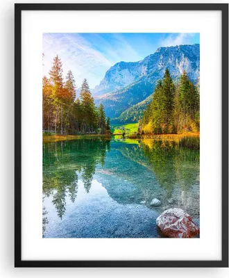 Produktbild von Gerahmtes Poster - Schwarzer Rahmen - Landschaft Berge Morgendämmerung - 40x50 cm - Wand Bild - Wanddeko - Wandbilder - Kunstposter - Wandposter - Bilderrahmen - Bilder - Kunstdruck - P2BPA40x50-4456
