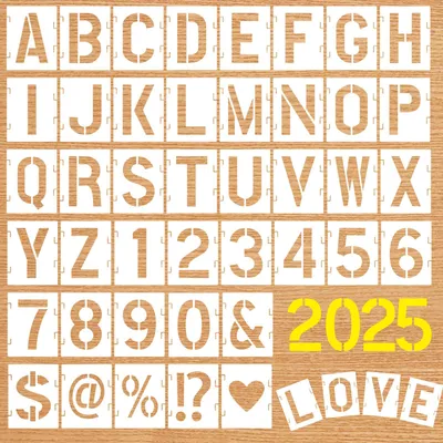 Buchstabenschablonen 84 Stück, 5 cm/2,5 cm, wiederverwendbar, DIY