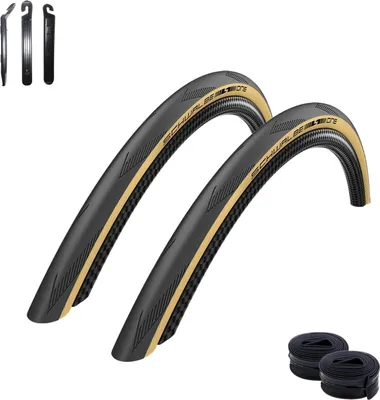 Produktbild von 2 x Faltreifen Schwalbe TLE 25 One Performance Race Guard 28 x 1,00 (25-622) classic+ 2 x Schwalbe Schläuche SV15 inkl. Reifenheber