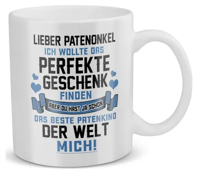 Produktbild von 22Feels Patenonkel Geschenk Taufpate Tasse Pate Taufe Geburtstag Weihnachten Herrentag Männer Kaffeetasse Haferl