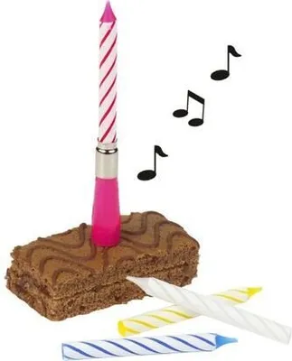 Produktbild von 12 Musikkerzen 12 cm farbig sortiert Happy Birthday mit 3 Ersatzkerzen