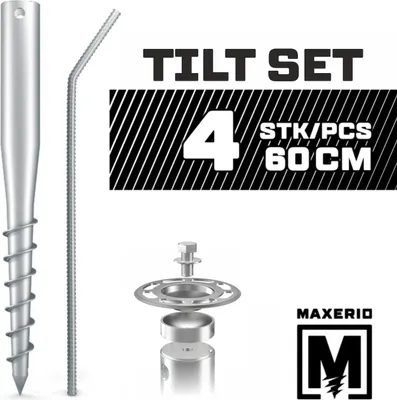 Produktbild von MAXERIO® 60 cm 4er TILT-Set Schraubfundamente Ø 60 x 2; M12