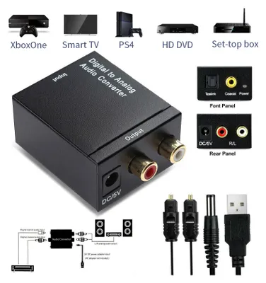 Produktbild von Digital Zu Analog Audio Konverter Wandler Optisch Toslink Koaxial Auf RCA