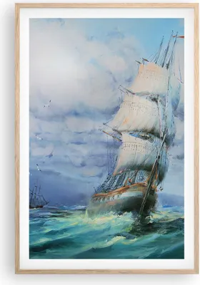 Produktbild von Gerahmtes Poster - Rahmen in heller Eiche - Meer Segelschiff - 61x91,5 cm - Wand Bild - Wanddeko - Wandbilder - Kunstposter - Wandposter - Bilderrahmen - Bilder - Kunstdruck - Wandbild P2NPA61x91-3782