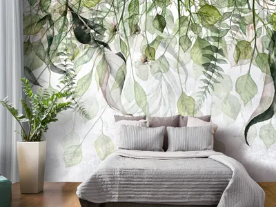 Produktbild von Vlies Fototapete Natur 300x210 cm Tapeten Wandtapete XXL Botanik Efeu Pflanzen Blätter weiß grün b-C-0873-a-a