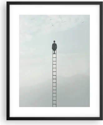 Produktbild von Gerahmtes Poster - Schwarzer Rahmen - Leiter Himmel Symbol - 40x50 cm - Wand Bild - Wanddeko - Wandbilder - Kunstposter - Wandposter - Bilderrahmen - Bilder - Kunstdruck - P2BPA40x50-4463