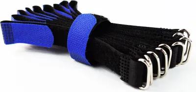Produktbild von 10 x Klettkabelbinder 15 cm blau - Klett / Flausch auf GLEICHER SEITE! - Metallöse Goodymax®