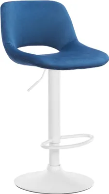 Produktbild von CLP Barhocker Camden Samt drehbar und höhenverstellbar blau Material Gestell Metall matt weiss