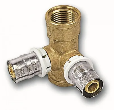 Produktbild von Aluverbund Pressfitting SANHA bleifrei Wandwinkel Doppelt 16 x 2 - 1/2' - 16 x 2 Multikontur DVGW