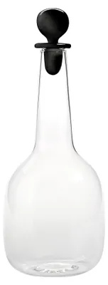 Zdjęcie produktu dla Butelka Saffron Bilia z czarnego szkła borokrzemianowego, elegancki minimalistyczny design, ręcznie robiona, idealna do wody i wina na każdy stół