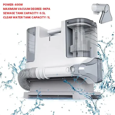 Produktbild von Tragbarer Teppichreiniger - Handgerät für Polster und Teppiche - 400 W - 9 kPa - Nass- und Trockenreinigung - Für Sofa, Teppich und Autositze - 220 V