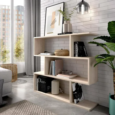 Produktbild von Bücherregal Djovi, Mehrzweck-Büroregal, Bücherregal mit 3 Regalen, 110x25h96 cm, Eiche