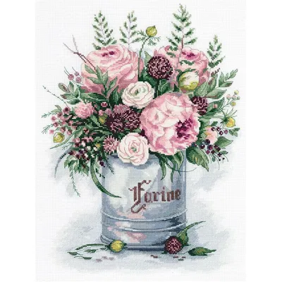 Obrázek produktu pro Sada křížkového vyšívání "Kytice z akvarelu" 27x35cm, počítaný vzor