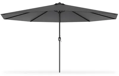 Image de Parasol de jardin avec manivelle, couleur gris foncé, diamètre 350 cm, protection UV 40+, aluminium et polyester