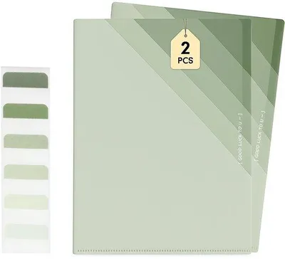 Image de Classeur A4 vert à 6 compartiments avec étiquettes