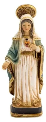 Heilige Figur Herz Mariens, handbemalt, Harz, 9 cm