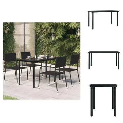 Immagine prodotto di vidaXL Tavolo da pranzo da giardino nero 140x70x74 cm in acciaio e vetro - Tavoli da giardino