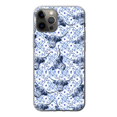 Produktbild von MuchoWow® Handyhülle Schutzhülle Hülle für iPhone 13 Pro Delfter Blau - Tiere - Schottischer Highlander Silikon Softcase Handy Hülle - Handy-Tasche