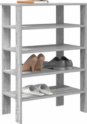 Image de vidaXL Étagère à chaussures Gris Sonoma 61x32x87,5 cm Matériau dérivé du bois