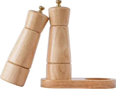 Obrázek produktu pro Sada mlýnků na pepř - nastavitelný keramický mlýnek na sůl a pepř z nerezové oceli - výška 16,5 cm - gumové dřevo - průměr základny 5 cm
