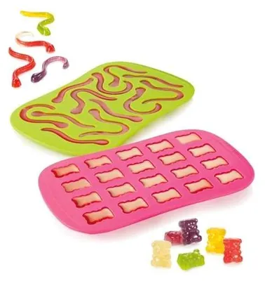 Gummibärchenform aus Silikon, 2 Stück, rund, rosa