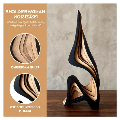 Produktbild von Modern Statue Holz Deko Kunstfigur Abstrakte Gebogene Skulptur Modernes Design Abstrakte Statuen für Schlafzimmer Leseraum Praxis Schreibtisch Indoor Skulptur Skulptur deko Modern, 40 X 17 cm