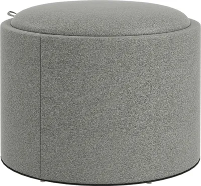Produktbild von Runder Sitzhocker Polsterhocker mit Stauraum und Klappdeckel in Grau Leinenoptik Ø56 x 42 cm für Wohnzimmer Schlafzimmer, Grau, 56,00 cm, 42,00 cm, MDF, 56,00 cm