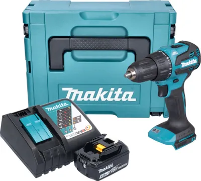 Zdjęcie produktu dla Makita DHP 490 RM1J akumulatorowa wiertarko-wkrętarka udarowa 18 V 65 Nm bezszczotkowa + 1x akumulator 4,0 Ah + ładowarka + Makpac