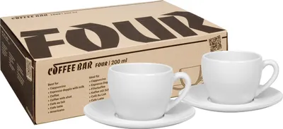 Image de Könitz Tasses à capuccino, lot de 2 Coffee Bar FOUR, Tasse, Porcelaine, Blanc, 200 ml, 1758000004