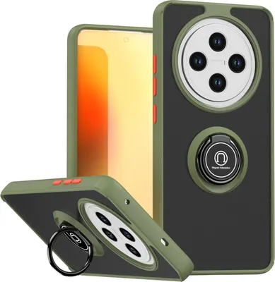 Immagine prodotto di Custodia per Oppo Reno12 F 4G/5G opaca e traslucida in TPU con supporto ad anello e supporto verde militare