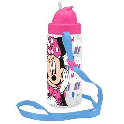 Zdjęcie produktu dla Bidon Butelka Na Wodę 500Ml Z Paskiem Tritan Myszka Minnie Minnie Mouse 840364 Kids Euroswan