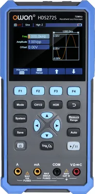Obrázek produktu pro OWON Osciloskop Multimetr Generátor tvaru vlny HDS272S 2CH 70 MHz šířka pásma 20000 čítačů Digitální měřič 3 v 1 s barevnou obrazovkou pro údržbu vozidel a detekci napájení