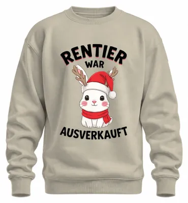 Imagen del producto de Camiseta de manga larga o sudadera uni con diseño de "Rentier" (reno), ideal para Navidad, con un conejito, diseño adorable y divertido, disponible en talla M