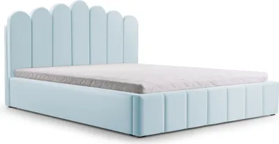 Produktbild von MOEBLO Polsterbett Bett 03 – Doppelbett mit Kopfstütze, Rahmenbettgestell, Bettkasten, Lattenrost und gepolstertem Kopfteil, Double - 160x200 - Aqua (TRINITY 22)
