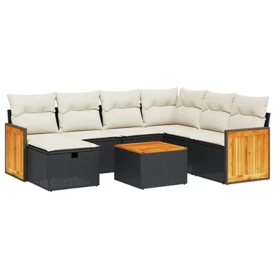 Produktbild von vidaXL 8-tlg. Garten-Sofagarnitur mit Kissen Schwarz Poly Rattan