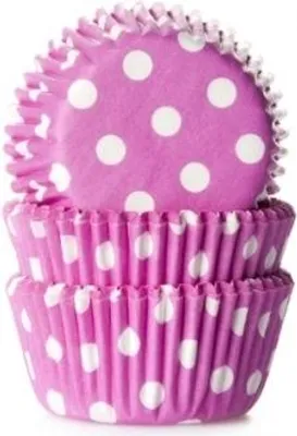 Produktbild von Mini-Muffinförmchen 60 Stück lila mit weißen Punkten