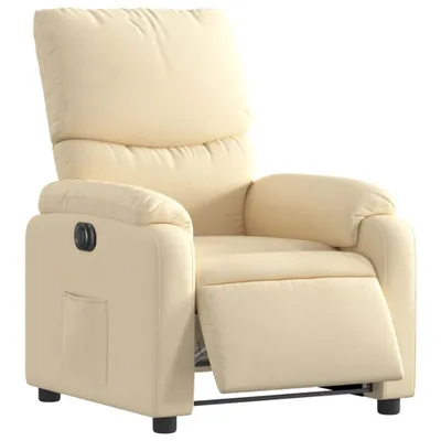 Image de Fauteuil relax électrique Crème Tissu
