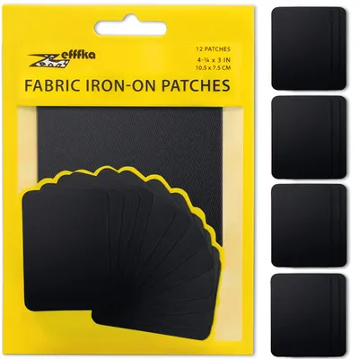 Bügelpatches schwarz 12 Stück 7,5x10,5 cm Reparatur
